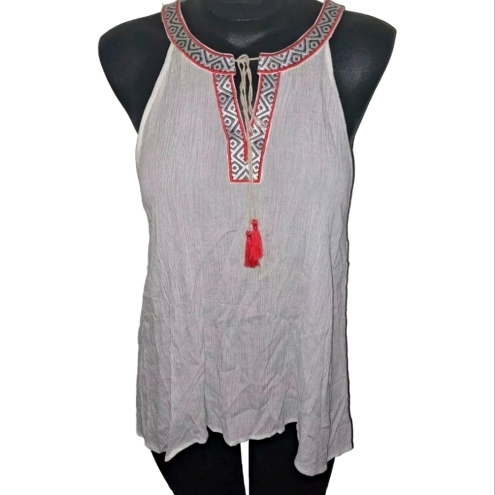 Buckle NWT Women's Size Medium White Tank Top Blouse Hippie Bohemian B37#18